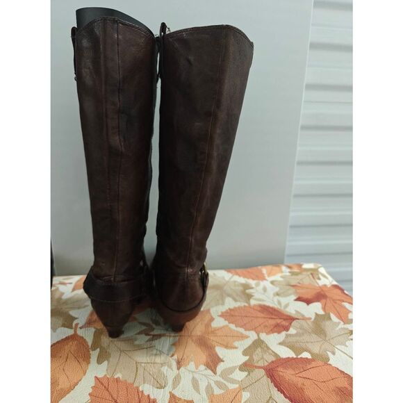 Frye Womens 7 M Steffi Harness Cognac Knee High Leather Pull On Riding Boots - Picture 4 of 6
